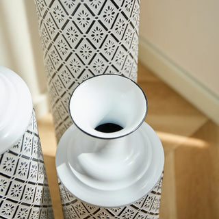 Floor Metal Vases Decorated White Metal vases Set of 3 gorgeous home decoration large glazed metal vases 24in/28.7in/33.5in height Dweva