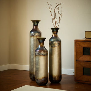 Floor metal vase modern style decoration home droplet shaped white metal vase 3-piece set gorgeous home decoration large glazed metal vase Dweva