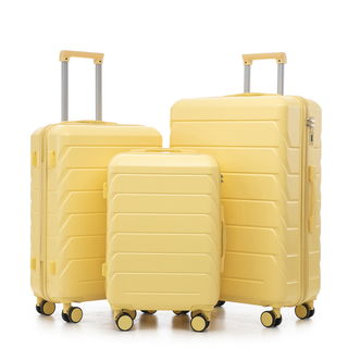 20"/24"/28" 3 pcs/set in ABS Spinner Wheel Luggage, Matching Color , With Combination Lock (Yellow) Dweva