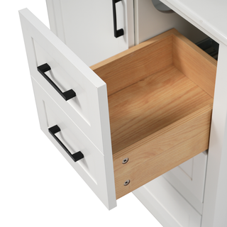 30" White Bathroom Vanity with Sink Combination Set, Bathroom Storage Cabinet with Soft Close Door, 3 Soft Close Drawers and Removable Tray, Solid Wood Frame Dweva