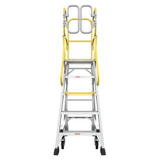 5 Step 375lbs Aluminum Rolling Platform Ladder Dweva