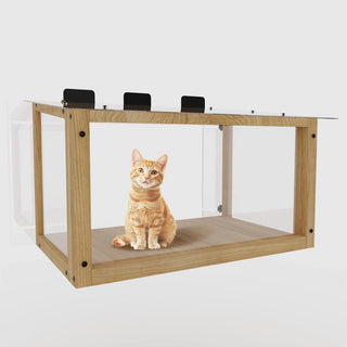 Waterproof Window Cat Perch Catio, Wood Cat Window Box, Window Catio for Indoor Cats. Suitable Single Hanging Window with an Inner Diameter of The Window Frame with A Net Opening Width of 24-35 in Dweva