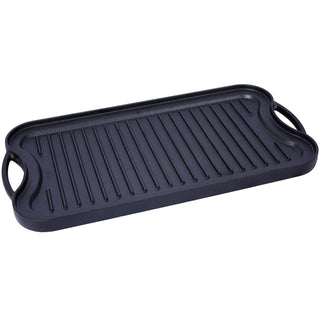 Pre-Seasoned Cast Iron Reversible Rectangular Grill/Griddle, Black,20inch x 10inch Dweva
