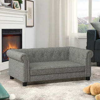 Elegant rectangular pet bed for small and medium-sized dogs, durable elevated dog sofa bed, comfortable dog sofa, modern and fashionable linen fabric dog sofa-Light grey Dweva