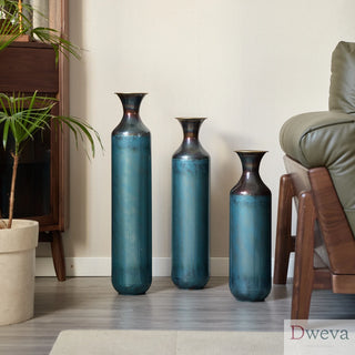 Floor metal vase modern style decoration home droplet shaped white metal vase 3-piece set gorgeous home decoration large glazed metal vase Dweva