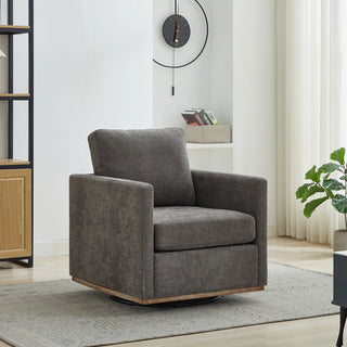 30.7"W Square Upholstered Swivel Accent Chair and Comfy Accent Single Sofa Chair, 360 Degree Club Chair, Lounge Armchair for Living Room Bedroom Apartment Nursery. Charcoal Dweva