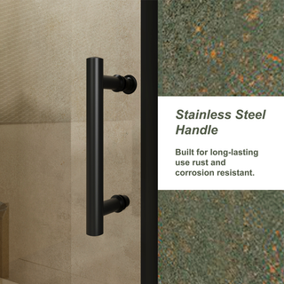 48.in W x 72.in H Single Sliding Shower Door, 1/5 inch Thick Clear Tempered Glass Shower Door with Stainless Steel Handle, Black Dweva