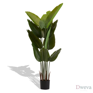 Artificial Bird of Paradise Plant, 5.2ft Tall Faux Tropical Palm Tree in Pot for Indoor or Outdoor Home, Office, or Garden Decoration, 2pcs/set Dweva