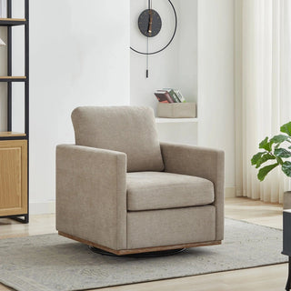 30.7"W Square Upholstered Swivel Accent Chair and Comfy Accent Single Sofa Chair, 360 Degree Club Chair, Lounge Armchair for Living Room Bedroom Apartment Nursery.Taupe Dweva