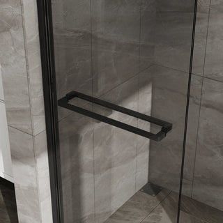 Goodyo Double Sliding Glass Shower Door 48 in. W x 72 in. H Aluminum Framed Shower Enclosure with SGCC Clear Tempered Glass, Stainless Steel Hardware, Matte Black Dweva