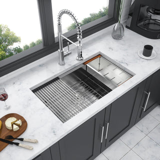 30" Undermount Kitchen Sink - 30*19*9 inch Kitchen Sink Undermount Single Bowl 16 Gauge Stainless Steel Ledge Workstation Kitchen Sinks Dweva