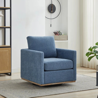 30.7"W Square Upholstered Swivel Accent Chair and Comfy Accent Single Sofa Chair, 360 Degree Club Chair, Lounge Armchair for Living Room Bedroom Apartment Nursery. Blue Dweva