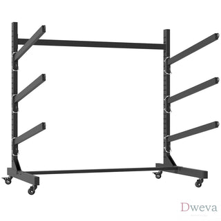 41"H Freestanding Kayak Storage Rack – Holds 3 Kayaks, Heavy-Duty Adjustable Stand with Lockable Wheels for Kayak, Canoe, SUP & Surfboard, 45.87"W*28.94"D*41"H Dweva