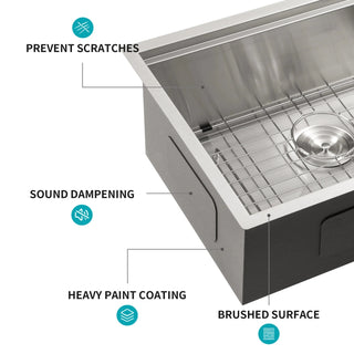 Laundry Workstation Sink - 24" x 18" x 13" Undermount Workstation Laundry Utility Sink Deep Single Bowl 16 Gauge Stainless Steel Laundry Tub Sinks Dweva