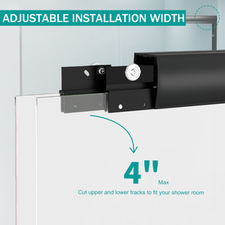 56"-60" W x 58" H Double Sliding Bathtub Shower Door, Semi-Frameless Bypass Tub Door, 1/4" (6mm) Tempered Glass with Explosion-Proof Film, Adjustable Aluminum Alloy Frame, Matte Black 24D03-T60MBX Dweva