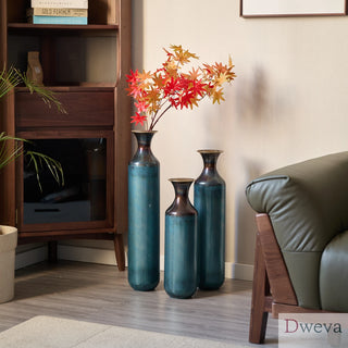 Floor metal vase modern style decoration home droplet shaped white metal vase 3-piece set gorgeous home decoration large glazed metal vase Dweva