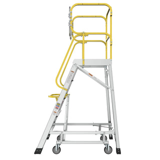 5 Step 375lbs Aluminum Rolling Platform Ladder Dweva