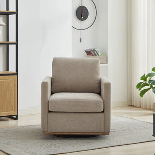30.7"W Square Upholstered Swivel Accent Chair and Comfy Accent Single Sofa Chair, 360 Degree Club Chair, Lounge Armchair for Living Room Bedroom Apartment Nursery.Taupe Dweva