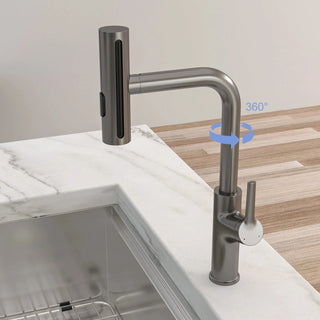 360° Pull-Down Kitchen Faucet with 4 Spray Modes, Gunmetal Black Dweva