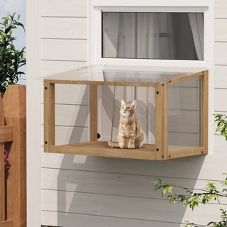 Waterproof Window Cat Perch Catio, Wood Cat Window Box, Window Catio for Indoor Cats. Suitable Single Hanging Window with an Inner Diameter of The Window Frame with A Net Opening Width of 24-35 in Dweva