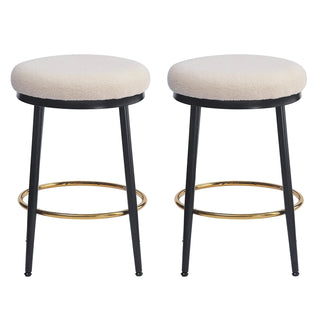 24.75'' Modern Counter Stools Set of 2,White Counter Stools with iron Frame,Sponge cushion,Footrest,suitable for Kitchen/Bedroom/Dining Room. Dweva