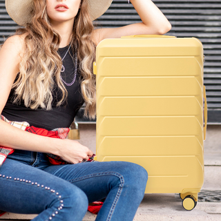 20"/24"/28" 3 pcs/set in ABS Spinner Wheel Luggage, Matching Color , With Combination Lock (Yellow) Dweva