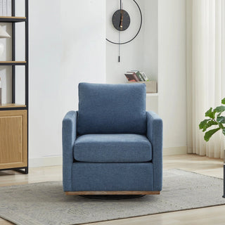 30.7"W Square Upholstered Swivel Accent Chair and Comfy Accent Single Sofa Chair, 360 Degree Club Chair, Lounge Armchair for Living Room Bedroom Apartment Nursery. Blue Dweva