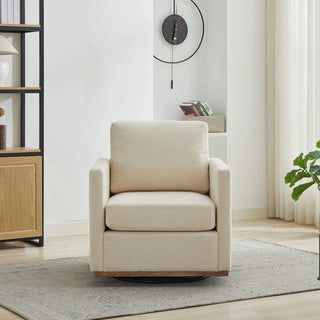 30.7"W Square Upholstered Swivel Accent Chair and Comfy Accent Single Sofa Chair, 360 Degree Club Chair, Lounge Armchair for Living Room Bedroom Apartment Nursery.Beige Dweva
