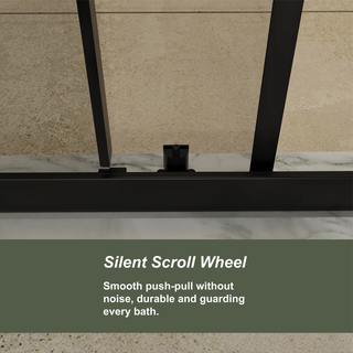 48.in W x 72.in H Single Sliding Shower Door, 1/5 inch Thick Clear Tempered Glass Shower Door with Stainless Steel Handle, Black Dweva