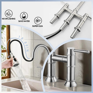 Bridge Kitchen Faucet Pull Down Sprayer Spot Free Stainless Steel Commercial Grade Dweva