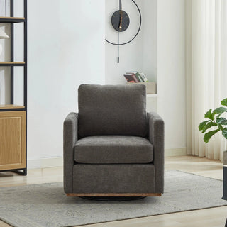 30.7"W Square Upholstered Swivel Accent Chair and Comfy Accent Single Sofa Chair, 360 Degree Club Chair, Lounge Armchair for Living Room Bedroom Apartment Nursery. Charcoal Dweva