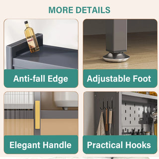 73'' Tall Kitchen Pantry Cabinet , 6 Level Flip Door with Pegboard Spacious, Adjustable & Stylish Metal Pantry Storage Cabinet, Anti-Tip Design Hutch for Kitchen, Dining Room, Living Room(Grey) Dweva