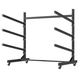 41"H Freestanding Kayak Storage Rack – Holds 3 Kayaks, Heavy-Duty Adjustable Stand with Lockable Wheels for Kayak, Canoe, SUP & Surfboard, 45.87"W*28.94"D*41"H Dweva