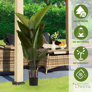 Artificial Bird of Paradise Plant, 5.2ft Tall Faux Tropical Palm Tree in Pot for Indoor or Outdoor Home, Office, or Garden Decoration, 2pcs/set Dweva
