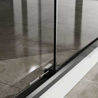 Goodyo Double Sliding Glass Shower Door 48 in. W x 72 in. H Aluminum Framed Shower Enclosure with SGCC Clear Tempered Glass, Stainless Steel Hardware, Matte Black Dweva