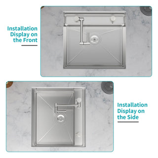 21 Inch Undermount Kitchen Sink With Folding Faucet and Cutting Board - 21 " x 19" Bar Prep Sink Stainless Steel 16 Gauge Workstation Sink Single Bowl Basin Sink Dweva