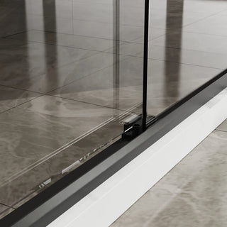 Goodyo Double Sliding Glass Shower Door 60 in. W x 72 in. H Aluminum Framed Shower Enclosure with SGCC Clear Tempered Glass, Stainless Steel Hardware, Matte Black Dweva