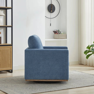 30.7"W Square Upholstered Swivel Accent Chair and Comfy Accent Single Sofa Chair, 360 Degree Club Chair, Lounge Armchair for Living Room Bedroom Apartment Nursery. Blue Dweva