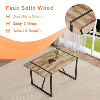 A minimalist retro rectangular dining table with a specially textured top and black metal legs.Contemporary Minimalist MDF Wood Color Textured Tabletop.Able To Give People A Visual Beauty With Rules. Dweva