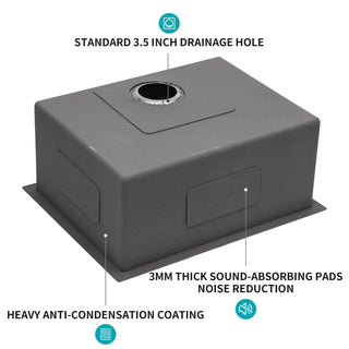 26 Inch Undermount Sink - 26" x 18" x 9" Undermount Stainless Steel Kitchen Sink 16 Gauge 9 Inch Deep Single Bowl Kitchen Sink Basin, Includes Drain Assembly (No Additional Accessories) Dweva