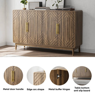 Sideboard Buffet Cabinet With Storage ,Carved 4 Door Sideboard,Multifunctional Accent Cabinet With Adjustable Layer Board For Living Room, Entryway, Hallway, Office, Kitchen and Dining Room Dweva