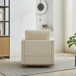 30.7"W Square Upholstered Swivel Accent Chair and Comfy Accent Single Sofa Chair, 360 Degree Club Chair, Lounge Armchair for Living Room Bedroom Apartment Nursery.Beige Dweva