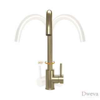 Kitchen Sink Faucet with Single Handles, Gold Dweva