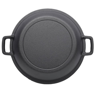 2 in 1 Pre-Seasoned Cast Iron Dutch Oven With Dual Handles, Outdoor Camping Deep Pot for Camping Fireplace Cooking BBQ Baking Campfire, 5 Quart.With 2pcs Silicone Handel Covers. Dweva