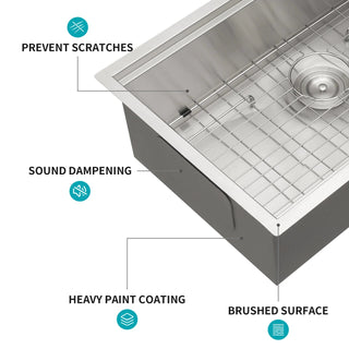 30" Undermount Kitchen Sink - 30*19*9 inch Kitchen Sink Undermount Single Bowl 16 Gauge Stainless Steel Ledge Workstation Kitchen Sinks Dweva