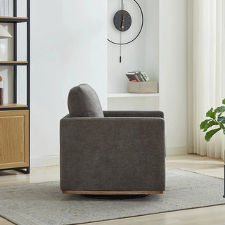 30.7"W Square Upholstered Swivel Accent Chair and Comfy Accent Single Sofa Chair, 360 Degree Club Chair, Lounge Armchair for Living Room Bedroom Apartment Nursery. Charcoal Dweva