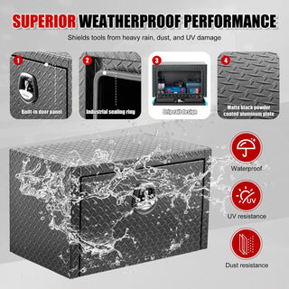 30 inch aluminum underbody truck tool box heavy duty underbed toolbox tool storage organizer chest with lock and keys, waterproof trailer box, extra thick diamond thread plate matte black finish Dweva