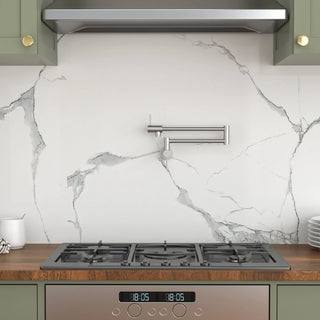 Pot Filler Faucet - Wall Mount Kitchen Sink Faucet Folding Stretchable with Single Hole Two Handles, Brushed Nickel Dweva