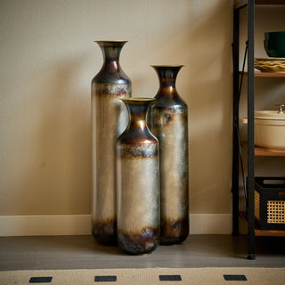 Floor metal vase modern style decoration home droplet shaped white metal vase 3-piece set gorgeous home decoration large glazed metal vase Dweva