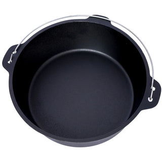 Pre-Seasoned Cast Iron Dutch Oven With Skillet Lid, Outdoor Camping Deep Pot for Camping Fireplace Cooking BBQ Baking Campfire, With Iron Pot Rack, 12 Quart Dweva